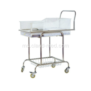 Stainless Steel New Born Baby Cot Bed Cart With Bassinet